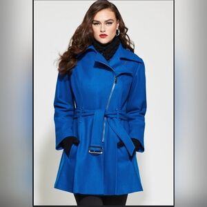 Avenue Blue Wool Belted Coat Like New Sz 3x (30-32)